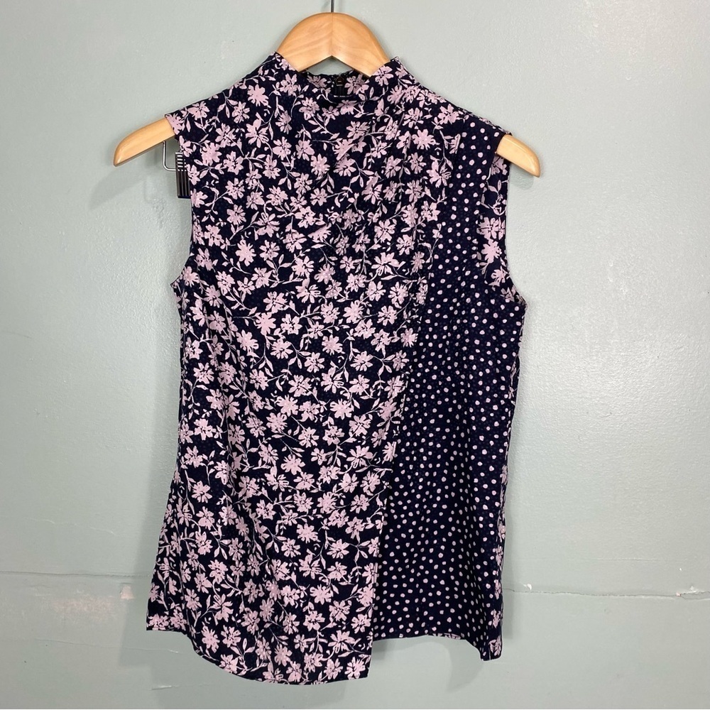 Rebecca Taylor Floral Mix Sleeveless Silk Blend Purple Top Sz S